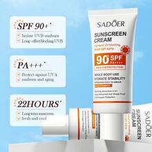 Protector Solar Antienvejecimiento SADOER SPF90+ Protección UV Refrescante - Protector solar reparador anti-fotoenvejecimiento 50 g - Ver 2