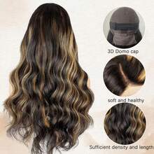 5x5/13x4 Body Wave Glueless Wigs Human Blended Hair 200% Density Highlight #1B/27 13x4 HD Transparent Lace Frontal Weaves Brazilian Virgin Hair Wig Pre Plucked Natural Hairline & Pre-Bleached Invisible Knots With Baby Hair Suitable For Women To Wear On Daily Or Holiday Occasions Synthetic Wig Cosplay Wigs Suitable For Halloween Or Parties - S1B/27 - Xem 2