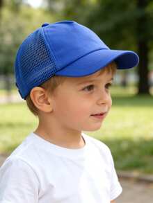 1pc Kids' Solid Color Baseball Cap With Ear Flaps, Adjustable Mesh Sun Hat For Toddler Boys, Suitable For Outdoor, Beach, Daily Use - Royal Blue - View 3