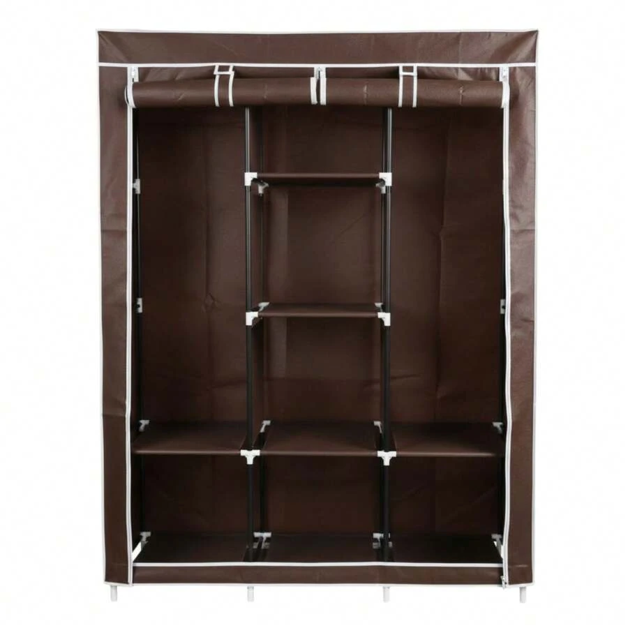 DASCK Armario Ropero de Tela Desmontable 170 cm | Habitación garaje almacén - Marrón - Ver 1