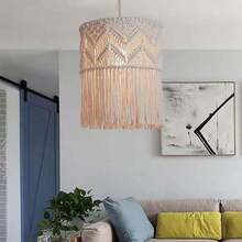 1 pieza Pantalla de lámpara con borlas tejida a mano, pantalla de lámpara decorativa artesanal de estilo bohemio, artesanía - Multicolor - Ver 18