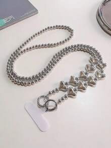 1 chiếc dây đeo điện thoại chéo vai thủ công kiểu tối giản, đính hạt cườm, hình trái tim, có dây đeo vai tháo rời, dài khoảng 120cm, màu đen/bạc. - Nhiều màu - Xem 8
