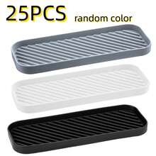 1/2/3/25 piezas Alfombrilla de drenaje, Alfombrilla de drenaje para tocador de baño, Alfombrilla impermeable para encimera, Jabonera y soporte para cepillo de dientes Alfombrilla de almacenamiento multifunción - Multicolor - Ver 10