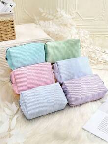 Customized Velvet Makeup Bag With Embroidered Name, Personalized Cosmetic Pouch, Sanitary Pad Storage Bag, Travel Makeup Organizer - Multicolor - View 7