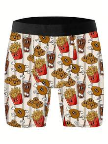 1 chiếc quần boxer nam kiểu dáng độc đáo, in hình hoạt hình retro Mỹ, phong cách đường phố Mỹ, chất liệu vải dệt kim, dáng rộng thoải mái, thoáng khí và thấm hút mồ hôi, mềm mại và thân thiện với da, quần lót boxer thể thao thường ngày. - Nhiều màu - Xem 3