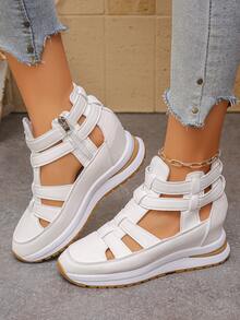 1 Pair Summer New Arrival Side Zipper Comfortable Soft Bottom Lightweight Fashionable High-Top Platform Wedge Sandals For Women,Beach Shoes - White - View 5