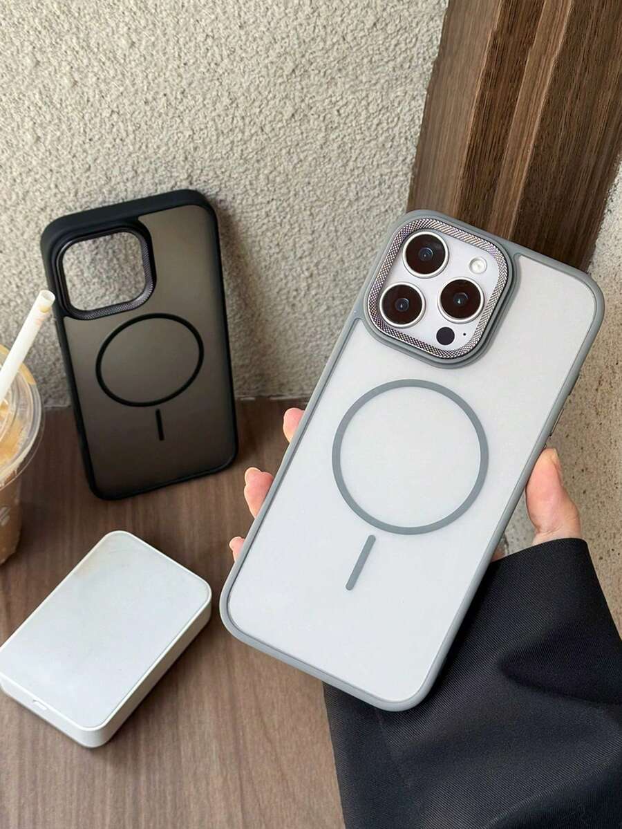 Compatible With IPhone 17 Pro Max/16/15/14/13/12/11, High Transparency Magnetic Adsorption Phone Case, Diamond Texture Lens Protection Anti-Drop Protective Cover - Multicolor - View 1