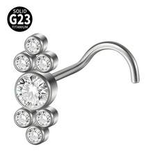 1 chiếc khuyên mũi bằng titan 20g đính đá CZ hình vít, kiểu hoa, không ren, dùng để giữ lỗ xỏ mũi, trang sức xỏ khuyên cơ thể. - Như thể hiện trong hình ảnh - Xem 26