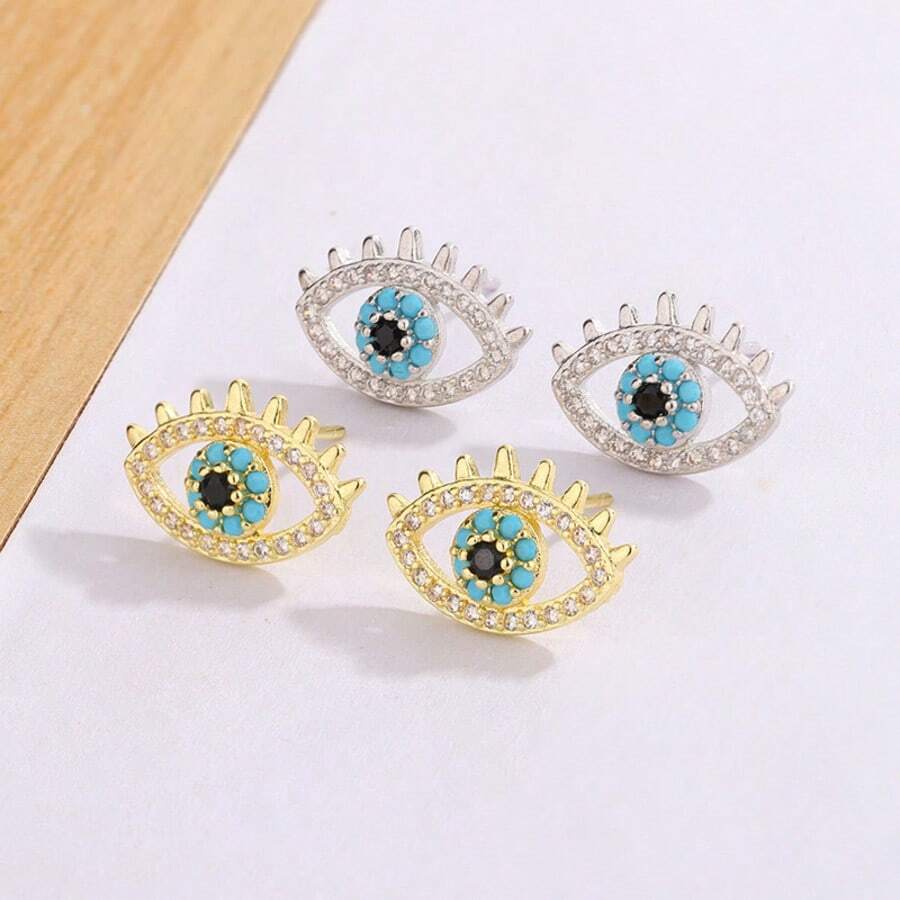 1 Đôi bông tai thiết kế mắt quỷ, trang sức bông tai sang trọng, đa năng, quà tặng. - Kiểu A - Xem 1