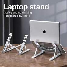 Ergonomic Foldable Laptop Stand With Adjustable Height And Hollow Heat Dissipation Design, Portable Laptop Riser Suitable For Office Desk, Home, Office And Travel, Stable And Shock-Absorbing - 1pc - View 3