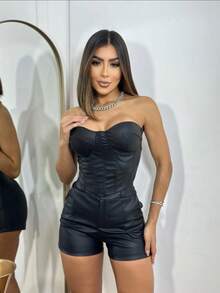 Women's Premium Faux Leather Shorts ✨ High Waist, Perfect Fit, Sexy & Elegant, A Must-Have For Spring And Summer - 黑色 - 查看 2