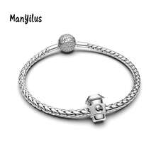 Bộ mặt dây chuyền hình trái tim bằng bạc Sterling 925 Manyilus, thiết kế hình ổ khóa, chìa khóa, cà phê, đính đá Cubic Zirconia, phù hợp với vòng tay và dây chuyền nguyên bản, món quà trang sức DIY lãng mạn dành cho phụ nữ. - Nhiều màu - Xem 3