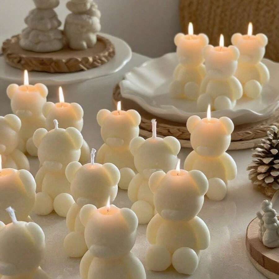 Nến hình gấu trắng dễ thương, nhiều màu sắc để lựa chọn. - Trắng - Xem 1