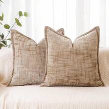 45x45cm Soft Faux Cashmere Pillow Cover, Decorative Solid Color Cushion Cover For Living Room, Bedroom, Sofa, Chair - Beige - View 12