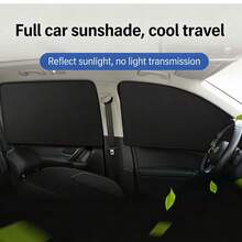 Summer Magnetic Car Window Curtain, Titanium Silver Fabric, Full Blackout, UV Protection, Heat Insulation, Privacy Sunshade, Easy Installation, Universal Fit For Sedan, SUV, Truck - A - View 10