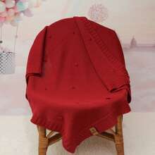 Set Of 2 Knitted Baby Blankets, Warm Baby Blanket For Hospital Arrivals, Polka Dot Design, Unisex, Boy/Girl, Baby Blanket Gift, Crib And Nursing - 紅色 - 查看 3