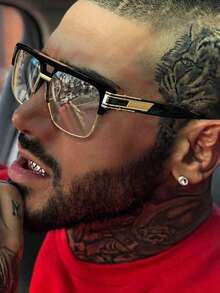 新款复古金属方形双梁男女通用透明镜片眼镜，休闲简约朋克风时尚眼镜，适合日常佩戴 - 彩色 - 查看 7