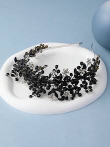 1pc Women's Bridal Rhinestone Headband, Wedding Bridesmaid Updo Hair Accessory, Handmade Crystal Headband, Wedding Party Royal Headpiece - Multicolor - View 6