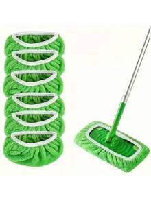 6/3pcs Universal Pack Versatile Affordable Solid Color High Elasticity Elastic Band Flat Mop Replacement Cloth High-Quality Cleaning Fabric Wet Dry Use Washable Reusable Household Whole House Daily Mopping Cleaning Tool Flat Mop Slouchy Special Accessory Mop Cloth Cover Graduation Season Practical Item - Replaceable 1 - View 2