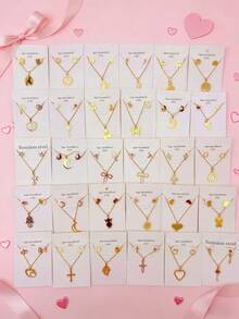 10件套不锈钢蝴蝶、花朵、心形耳环项链套装，多款式耐用饰品，适合日常休闲佩戴 - 10組隨機款金色耳環項鍊套裝 - 查看 2