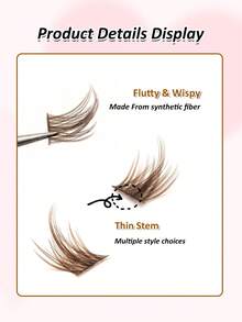 Rikuaild 96片棕色簇状假睫毛，D卷翘猫眼睫毛，仿貂毛睫毛，分段式延长睫毛，自然蓬松妆效，睫毛簇，单根睫毛，假睫毛 - D - 查看 5