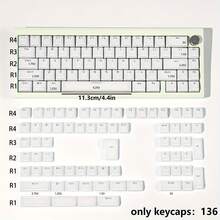 136键冰白MDA高度ABS双色注塑键帽，适用于61/64/75/87/98/104键键盘 - 查看 8