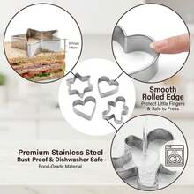 5pcs Stainless Steel Flower Shaped Cookie Cutters, Multi-Size, For Making Sandwiches, Fruits & Vegetables, Suitable For Various Festivals Baking - Silver - View 8