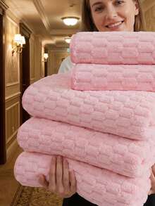 Ultra-Absorbent Towel Set With 3D Honeycomb Texture For Rapid Drying And Skin Comfort Thickened Bath Towels For Elegant Women And Home Spa Enthusiasts Breathable Face Towel Ideal For Daily Shower Routine Facial Cleansing And Gym Workouts Versatile Soft Set Bathroom Essentials Travel Gear - 淺粉色 - 查看 12