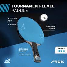 STIGA Pro Carbon Performance-Level Table Tennis Racket with Carbon Technology for Tournament Play - Red and Blue Colors - como en la foto - Ver 2