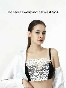 Skin-Friendly And Comfortable, Anti-Exposure One-Piece Top, Exquisite Lace Bra, Seamless Cropped Design, Strapless Invisible Lingerie - multicolor - View 2