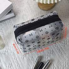 Túi đựng mỹ phẩm lưới in họa tiết hoa hồng đen và nơ thanh lịch - Túi đựng mỹ phẩm du lịch tiện dụng - màu đen - Xem 6
