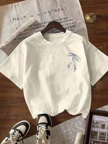 [Easter Cotton T-Shirt]Tweed Girl One-Piece Girl Jesus Bow Whale Print Pullover Crew Neck T-Shirt, Spring/Summer/Autumn Student Young Children's Short-Sleeve Top - Perfect For Playing And Casual Outings. A Fun And Colorful T-Shirt That Inspires Every Child's Imagination. Suitable For Sporty Girls' Everyday Wear, Street Style, And School Uniforms. - 杏色 - 查看 2