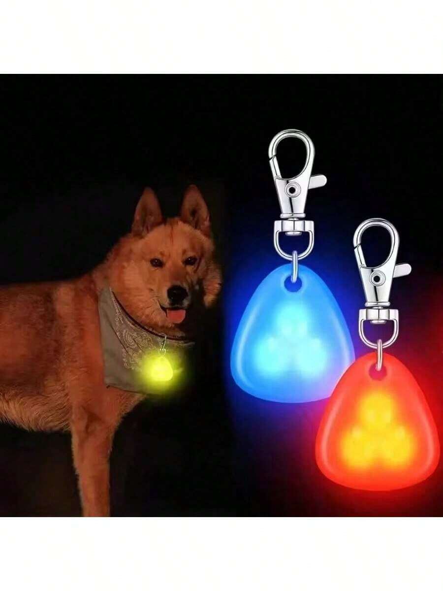 1pc Silicone Pet Luminous Pendant, Outdoor Walking Warning Light, Anti-Lost Glowing Collar Accessory - One Size - View 1