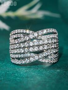 1 PC Pretty Cubic Zirconia Ring For Women For Wedding Engagement Anniversary Party Jewelry Valentine's Day Gift - 1# - View 9