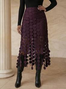 Playroots Laser Cut Multi Circle Double Layered Skirt - Violet Purple - View 3