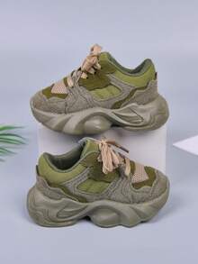 1双儿童网面透气运动鞋，新款春秋季男童防滑休闲鞋，女童跑步鞋 - 軍綠色 - 查看 11