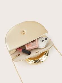 Elegant Patent Leather Women's Handbag, Minimalist Clutch Bag With Chain, Lightweight Luxury Handbag For Parties/Evenings, Perfect Birthday Gift For A Girlfriend, Suitable For Parties - 金色 - 查看 7