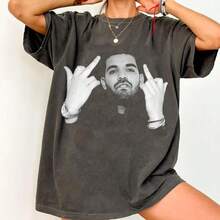 Co Mfort Colors Drake Mi Ddle Finger T-Shirt _ Rap Merch Graphic Tee _ For All The Dogs _ Rare Hip Hop - màu đen - Xem 1