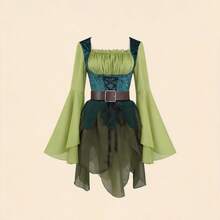Vestido de cosplay de elfo mágico estilo medieval primaveral - Verde - Ver 10