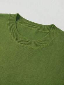 Blusa sin mangas de punto para mujer, estilo minimalista casual, unicolor, bajo con volantes, favorecedora, adecuada para ir a trabajar, citas, vacaciones, tiempo libre - Verde militar - Ver 10