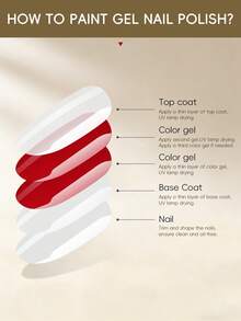 1瓶40毫升玻璃瓶装，透明橡胶密封层，LED UV持久亮泽美甲凝胶指甲油 - 均碼 - 查看 5