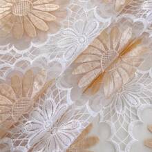 1pc Elegant Coffee-Colored Lace Round Tablecloth, Vintage Daisy Embroidered Mesh Table Cover, Romantic Floral Tablecloth Suitable For Dining Room, Kitchen, Wedding Party And Home Decor, Mother's Day, Father's Day, Valentine's Day And Other Holiday Decorations - Brown - View 9