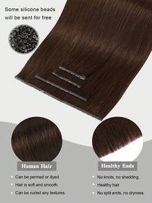 SUYYA 深棕色注塑孔缝真人发接发 直发 双片蝴蝶结式 自然隐形棕色孔缝接发 - S2 - 查看 5