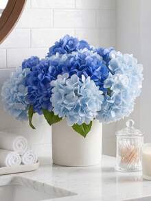 10pcs Mini Silk Hydrangea Flowers, 31.5cm, Suitable For Home Decor, Wedding Decor, Valentine's Day Decor, Tabletop Centerpiece, Room Decor, Vase DIY - Blue - View 7