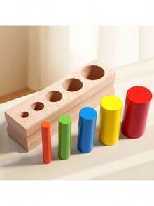 Juguete de clasificación de colores de madera Montessori, juguete de entrenamiento de habilidades motoras finas para niños, actividades del aula preescolar - Inserto cilíndrico - Ver 10