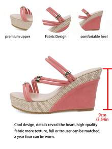 Women's Mule Platform Sandals, Metal Decor Slip-On Waterproof Wedge Casual Summer Shoes - Pink - View 8