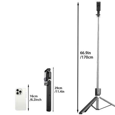 Gậy selfie kiêm chân máy chất lượng cao có thể kéo dài 1700mm với điều khiển từ xa Bluetooth, giá đỡ điện thoại gập gọn để phát trực tiếp và quay vlog ổn định, thích hợp làm quà tặng Ngày của Mẹ, Sinh nhật.