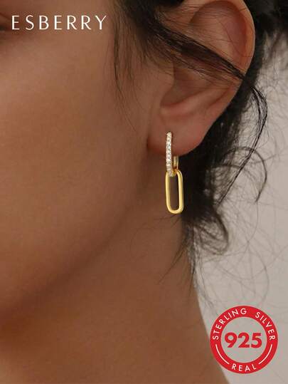 ESBERRY 1 Pair Elegant 925 Sterling Silver 12mm Minimalist Hoop Earrings, Suitable For Women's Anniversary, Girlfriend's Birthday Gift, Date & Daily Wear, Exquisite Jewelry