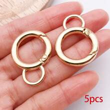 5/10pcs Silver Golden Metal Heart Star Round Carabiner Keychain Clips Swivel Lobster Clasp Hooks For DIY Jewelry Making Accessories - Multicolor - View 9