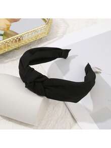 1 chiếc băng đô xoắn bằng polyester kiểu retro, họa tiết da báo và màu trơn, phù hợp cho mọi mùa, phụ kiện tóc khi đi du lịch. - Nhiều màu - Xem 15